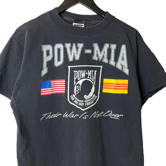 1992 Pow Mia T Shirt Vintage 90s Medium M Adult Black Graphic Tee - Picture 2 of 15